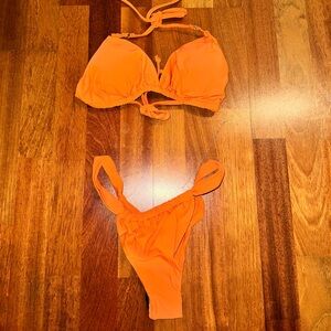 Orange 2 piece swimsuit